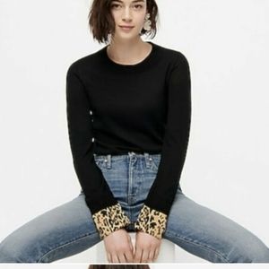 NWT Tippi sweater with leopard-print cuffs in Re-Imagined Wool Size XXL